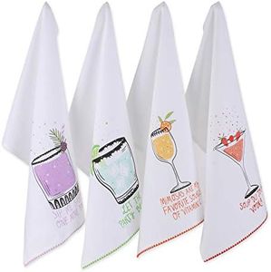 DII Decorative Printed Kitchen Towels Absorbent & Fast-Drying Tea Towel Set, 18x28, Sassy Cocktails, 4 Piece