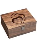 Wiaee Large Wooden Keepsake Box, Full Love Decorative Memory Wooden Boxes with Hinged Lid and Lock, Large Storage Wood Gift Box for Mothers Day gifts Wedding, Anniversary, Baby Shower, Birthday