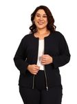 The Pink Moon Women's Polyester Regular Plus Size Formal Jacket - (JCKT_033_Navy Blue_5XL)