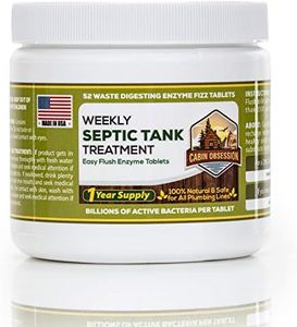 52 Weekly Septic Tank Treatment Fizz Tablets – Easy Flush Bio Toilet Tabs with Billions of Active Bacteria per Tablet – 1 Year Supply - 100% Natural & Safe for All Plumbing & Drain Lines…