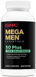 GNC Mega Men 50 Plus One Daily Multivitamin for Men, 60 Count, Take One A Day, Supports Prostate, Heart, Brain, and Eye Health