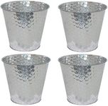 Sunnydaze Galvanized Steel Buckets with Hexagon Pattern - Set of 4 - Silver - Small Colored Metal Decorative Pails - Indoor Use - Perfect for Storage, Decoration, Gardening and Parties