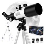 Smautop Telescope for Kids Beginners Adult, Astronomical Refractor Telescope with Adjustable Tripod & & Finder Scope- Portable Travel Telescope Perfect for Kids Children Teens