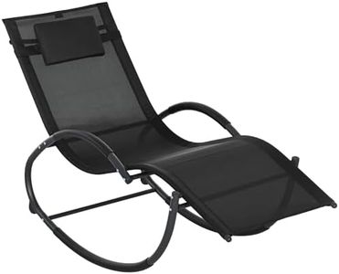 Outsunny Chaise Longue à Bascule, transat de Jardin Ergonomique, Bain de Soleil, avec tétière, Rocking Chair, textilène, Utilisation extérieure intérieure, Noir