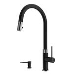 VIGO VG02033STMBK2 18.63" H VIGO Bristol Pull-Down Kitchen Faucet with Soap Dispenser in Stainless Steel and Matte Black