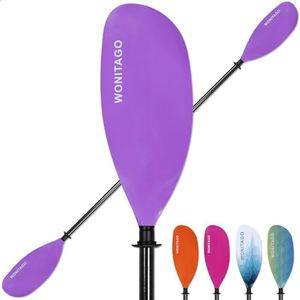 WONITAGO Kayak Paddle Carbon Fiber Shaft and Reinforced Nylon Blade, Adjustable Kayaking Oars, 3 Piece, 230-250 cm/90-98 Inches, Purple
