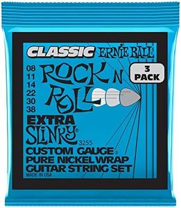 Ernie Ball Extra Slinky Classic Rock n' Roll Pure Nickel Electric Gtr Strings 3 Pack - 8-38 Gauge