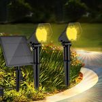 GIGAWATTS GW-193 10 LED Solar Dual Spotlight BIS Approved IP65 Waterproof Outdoor Smart Spot Lights with 6V Panel 1800mAh Battery for Driveway Pathway Garden (1 Pc, RGB)