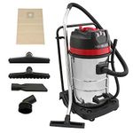 MAXBLAST Industrial Vacuum Cleaner Wet & Dry & Attachments Commercial Cleaning Stainless Steel (80 Litre)