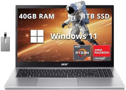 Acer Aspire 3 Laptop, 15.6" FHD Display, AMD Ryzen 7 5700U Processor, 40GB RAM, 1TB SSD, AMD Radeon Graphics, Numeric Keypad, Webcam, WiFi 6, Pure Silver, Windows 11 Home, 32GB Hotface USB Card
