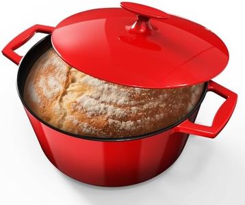 Nuwave Lux 6QT Enameled Cast Iron Dutch Oven Pot, Cast Iron Knob, Crimson