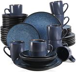 vancasso Bubble Blue Dinner Set, Reactive Glaze Dinnerware Tableware, 40-Piece Dinner Service with Dinner Plate, Dessert Plate, Cereal Bowl, Soup Plate and Mug, Service for 8