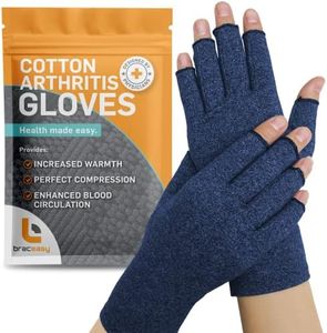 BracEasy Compression Gloves: Open-Fingertip Arthritis Gloves; Fingerless Gloves Men & Women; Open Finger Gloves, Ideal as Carpal Tunnel Gloves, Raynauds Gloves, Hand Brace for Arthritis [Navy, Small]