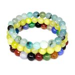 Jewellery Beads Bracelet for Women and Men (Pack of 3 Bracelet) : Multicolor Natural Gem Stone Bracelet Reiki Chakra Crystal Healing | (Harmony in Amazonite, Light Green Onyx & Colorful Onyx - Style - 2)