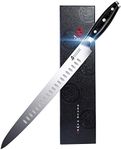 Slicing Carving Knife - TUO 12 inch Meat Cutting Knife - Bread Knife - German HC Steel - Full Tang Pakkawood Handle - BLACK HAWK SERIES