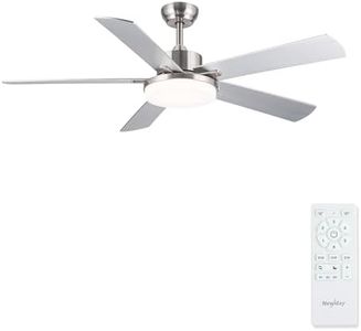 Newday 42” Silver Ceiling Fan with 5 Blade, Quiet Brushed Nickel Ceiling Fan with Light and Remote Control for Bedroom, Reversible Ceiling Fan with Lamp Dimmable, Memory Function for Living Room