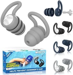 Swimming Ear Plugs Waterproof Earplugs - 3 Pairs Silicone Swim Ear Plugs for Adult Kids, Water Sports Earplugs for Showering, Bathing, Surfing - Keep Ear Water Out (Naxy Blue,Grey,Black, One Size)