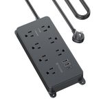 TROND 15ft Long Extension Cord USB C, ETL Listed, Thin Flat Plug Power Bar Surge Protector, 7 Multi Plug Outlets 3 USB Chargers, Desk Power Strip Wall Mount, Home Office Supplies Dorm Room Essentials