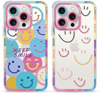 Yoedge 2 piezas Funda para iPhone 16 Pro Max Transparente 6,9",Carcasa para Teléfono Móvil con Smiley Lindo Divertido Dibujos Aesthetic Cover, Soft Cristal Caja de Silicona para iPhone 16 Pro Max Case