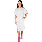 AMU Solutions 12 Pack - White Hospital Gown with Back Tie/Hospital Patient Robes with Ties - One Size Fits All - Wholesale, Blue, One Size