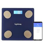 Lifelong LLWS36 Smart Body Fat Weighing Scale with 18 Measurement Functions with Lifelong Smart Home App-Bluetooth Sensor Technology|Electronic Weight Machine|2 Year Warranty & Battery Included (Blue)