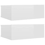 vidaXL Floating Nightstands, Wall-Mounted Bedside Cabinet with Drawer, Compact and Space-Saving Design, High Gloss White, Engineered Wood Material, Pack of 2