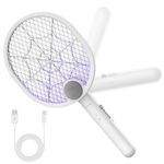 Buzbug Electric Fly Swatter, Foldable Fly Killer Electric Mosquito Swatter USB-C Rechargeable Bug Zapper Racket for Home Indoor and Outdoor Large Surface Fly Zapper Racket with 3-layer Dense Mesh