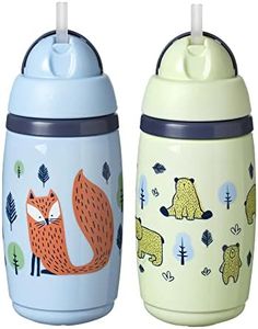 Tommee Tippee Superstar Insulated Straw Cup for Toddlers, 12m+, 100% Leak and Shake-Proof, Hygienic Antibacterial Straw, 266ml, 2 Pack, Mint and Blue