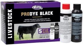 Weaver Livestock ProDye Deep Black Hair Dye for Show Cattle & Sheep, Uniform Coverage, Gentle Formula, 5 Bottle Animal Fur Color Dye & Activator Kit