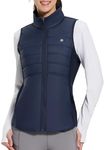 BALEAF Women's Lightweight Puffer Warm Vest Thermal Insulated Sleeveless Jacket Waterproof Outwear with Zip Pocket for Winter Outdoor Golf Running Hiking Clothing Navy Blue XS