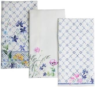 Maison d'Hermine Kitchen Towels Set of 3 100% Cotton 27.50" x 20" Reusable Cloth Tea Dish Towels Absorbent with Hanging Loop for Kitchen, Home, Dining, Cocktail Parties Spring/Summer (Faience)