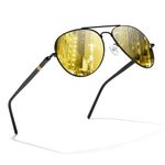 TJUTR Night-Vision Driving Glasses for Men Women, Polarized Yellow Lens Anti-Glare Glasses for Night Time TN209