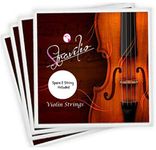 Stravilio Universal Violin Strings - Full Set of 4 String Pitches Includes G, D, A, & E - Steel Core Round Nickel Wound with Ball End for 4/4 and 3/4 Violin Instruments - Easy to Install and Adjust