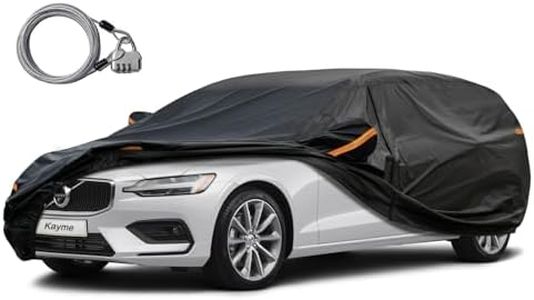 Kayme Station Wagon Car Cover for Automobiles All Weather Waterproof, Outdoor Sun Rain Protection, with Lock and Zipper, Universal Fit Audi A4 Avant, Toyota Prius Prime (179 to 190 Inch) H10/Black