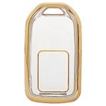 JVCV® Soft TPU Transparent Cover Compatible with Honda City, Elevate, Civic, Jazz, Amaze, CR-V, WR-V, BR-V 3/4 Button Push Button Start Smart Key (Transparent Gold)