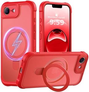 MOCCA Design for iPhone 16e Case with Magnetic Invisible Stand [Full Camera Protection] [Compatible with Magsafe] Military Drop Shockproof Translucent Matte Phone Case Cover 6.1",Red
