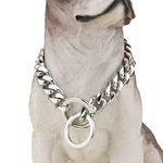 RvPaws Heavy Duty Choke Cuban Chain Dog Collar For X-Large Dogs - 5 Mm,Extra Strong Steel Metal Links For Big Breeds - Rottweiler,Pitbull,Mastiff,Cane Corso,Doberman,Great Dane (30 Inch Xx-Large)