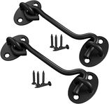 Cabin Hook Gate Hook Lock Black,2Pcs 100mm Stainless Steel Heavy Duty Gate Latch, Hook and Eye Latch for Garage,Door,Window(4Inch)