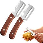 2 Pack 3 in 1 Multi-Functional Vegetable Peeler for Kitchen, 2026 New Stainless Steel Peeler with Bottle Opener and Wooden Handle, Kitchen Tool Peeler for Vegetable, Veggie, Fruit (Red Handle*2)