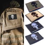 4Pcs Velcro Patch for Backpacks Skull Punisher Military Velcro Patchs Tactical Embroidered Patchs Velcro Patchs Decorations for Jacket Backpack Hat Jeans Vest