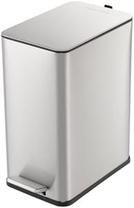 TARUNMO Bin For Bedroom (10L) Stainless Steel With Pedal,Rubbish Bin Kitchen Detachable Inner Bucket Easy Cleaning,Bathroom Trash Can Smooth Close Lid(Original, 10L)