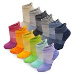 Tipi Toe Women's Athletic Cushioned Comfort Running Ankle Socks (12 Pack), Light Colored Toe Heel Contrast, 9-11