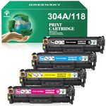 GREENSKY Remanufactured Toner Cartridge Replacement for HP 304A for Canon 118 for CP2025DN CM2320N CM2320NF CM2320FXI MFP MF8580CDW MF8350CDN MF8380CDW MF726CDW LBP7660CDN LBP7200CDN Printer (4 Pack)