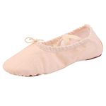 missfiona Women's Ballet Practice Ballroom Dance Shoes Canvas Belly Slippers Split-Sole(8, Nude)