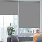 HIDODO Thermal Roller Window Blinds, Blackout Roller Blinds for Windows, Waterproof Fabric Blinds UV Protection Fit Bedroom, Living Room, Bathroom, Kitchen and Doors, 61 x 183 cm, Grey