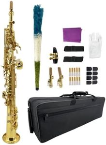 WUQIMUSC Bb Straight Soprano Saxophone–Gold Lacquer Finish, Ergonomic Design with Case, Mouthpiece, Neck Strap & Accessories, Ideal for Beginners & Advanced Players