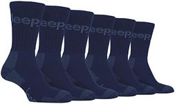 Jeep 6 Pairs Of Mens Terrain Cushioned Sole Walking Hiking Socks 6-11 uk, 39-45 eur (Navy)