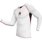 Meister Rush Long-Sleeve Rash Guard for MMA, BJJ & Surfing - White/Red - Large