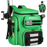 Boomistry 46L Fishing Backpack Tackle Bag with Rod Holders, Waterproof Rain Cover, Large Fishing Backpack with Bottle Holder for Fishing Gear and Equipment Outdoor Camping Hiking (Green)