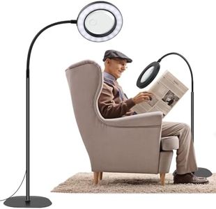 Wuciray Magnifying Lamp Floor 10X 5X, Magnifying Glass with Light, 72LED Flexible Gooseneck, 3 Color Modes, Adjustable Brightness, Dimmable Magnifying Glass and Light for Repair, Sewing,Crafts